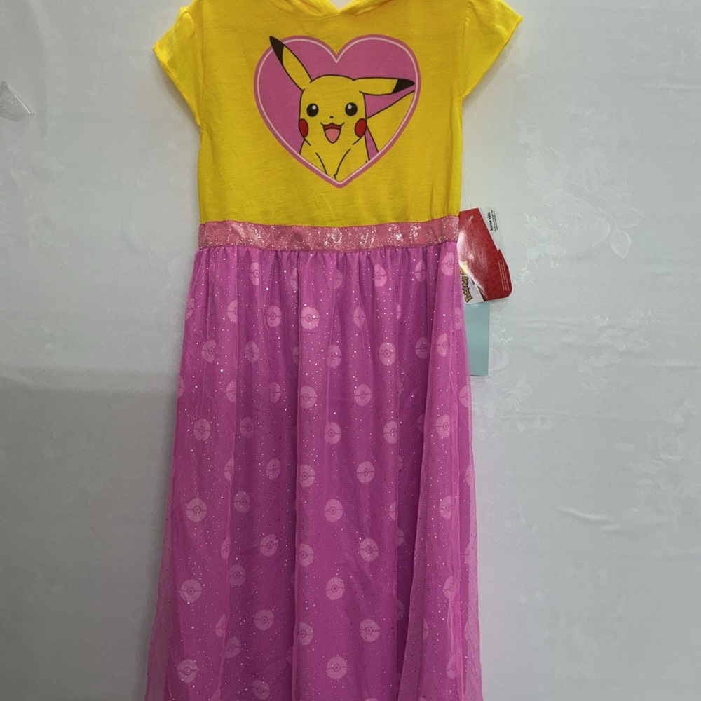 Pokemon Yellow and Pink Girls' Casual Dress with Pikachu Heart